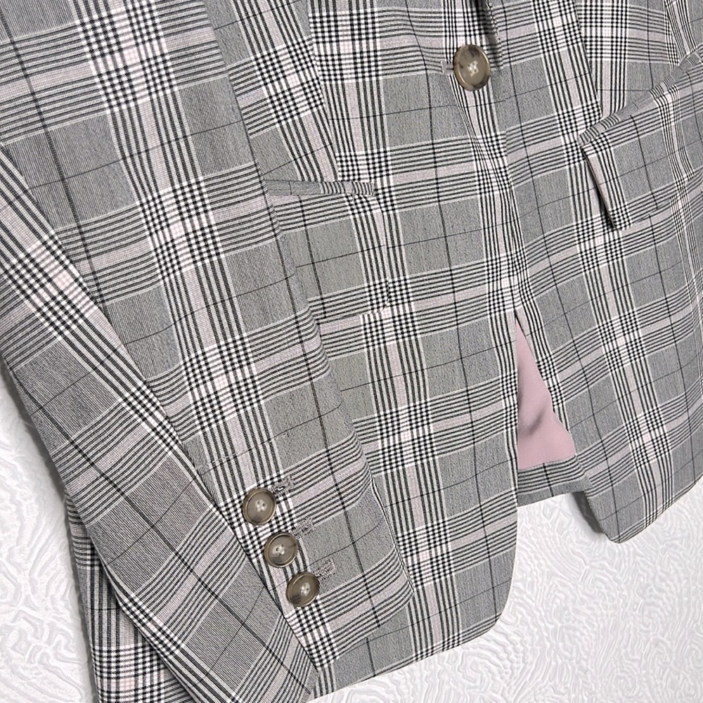 LOFT Gray Plaid Single-Button Blazer - Picture 4 of 7